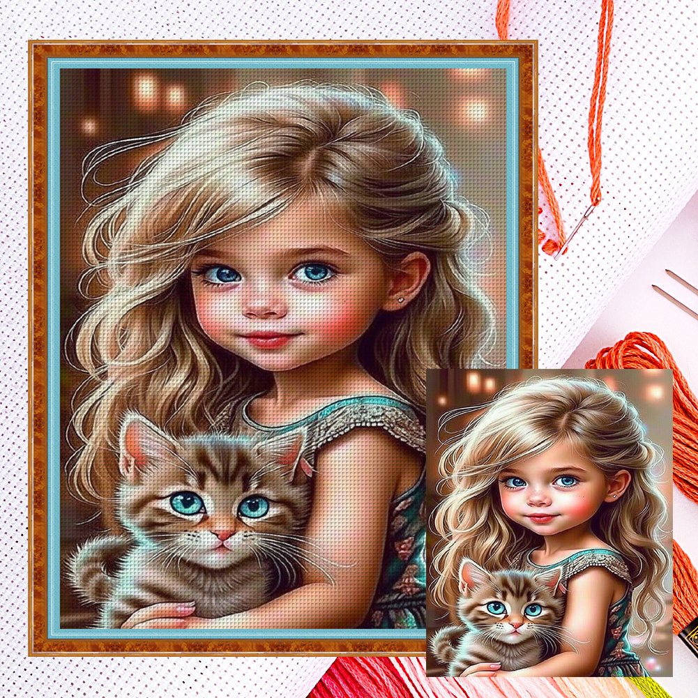 Cute Girl - 11CT Counted Cross Stitch 40*50CM