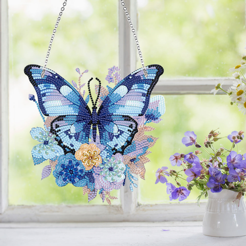 Acrylic Butterfly Single Side Diamond Art Hanging Pendant for Wall Home Decor