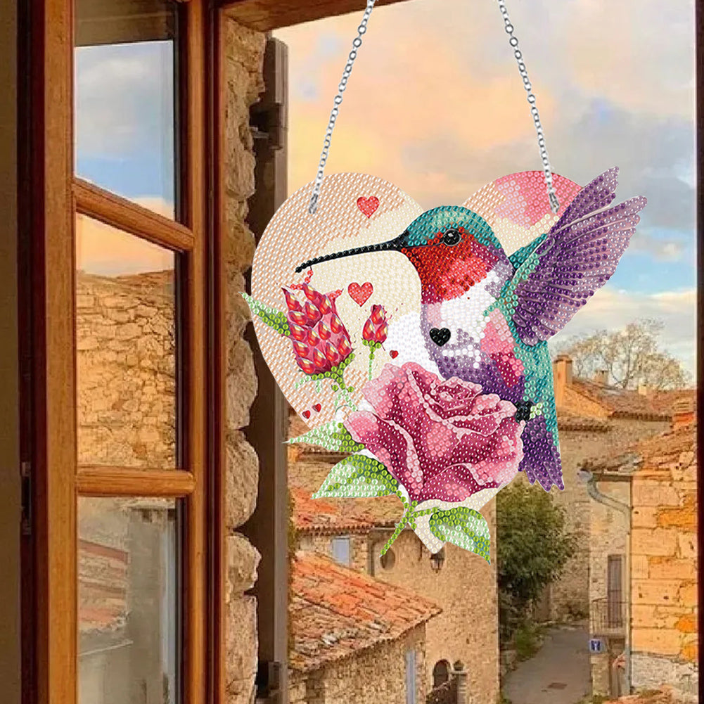 Cute Acrylic Bird Single-Side Diamond Art Hanging Pendant for Home Wall Decor