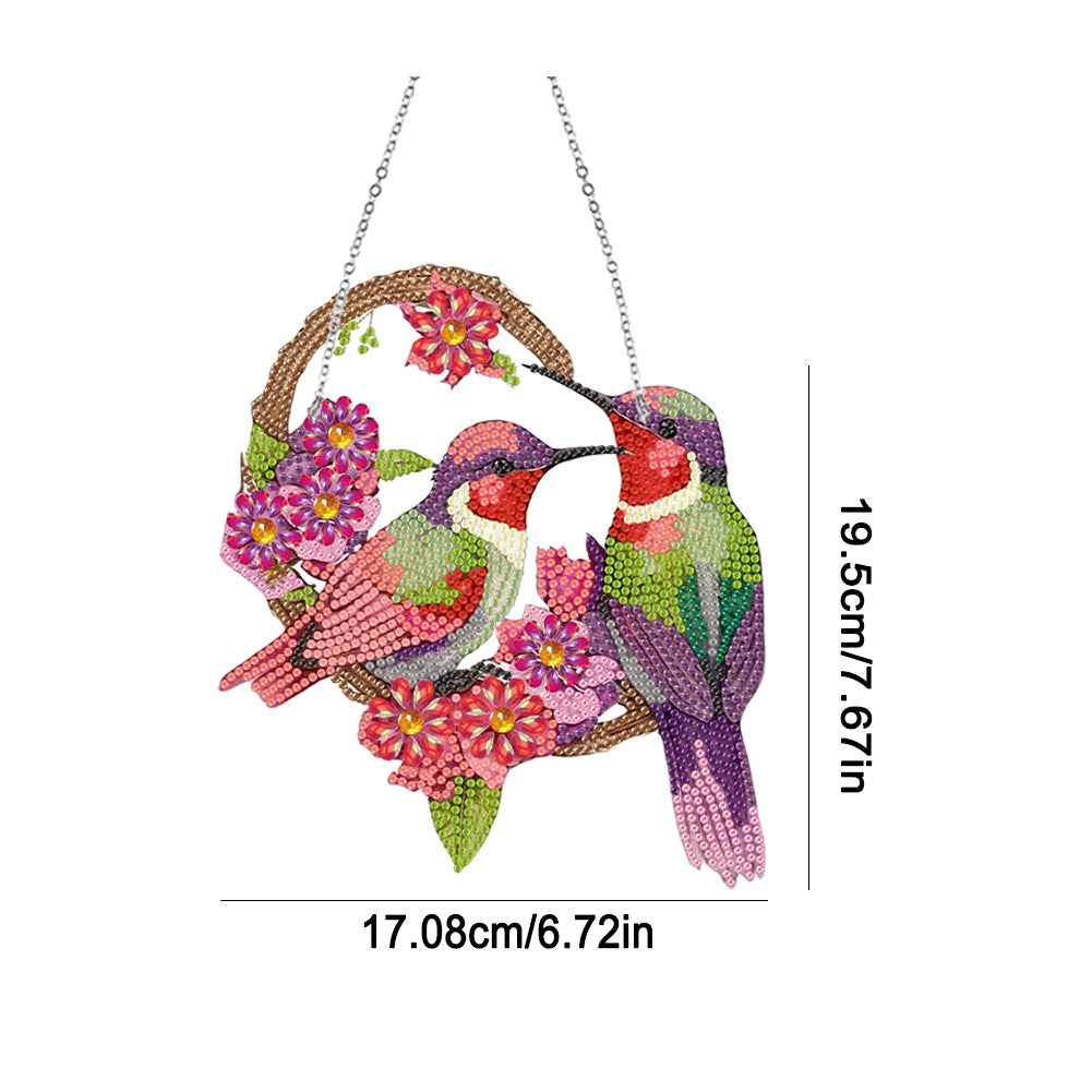 Cute Acrylic Bird Single-Side Diamond Art Hanging Pendant for Home Wall Decor