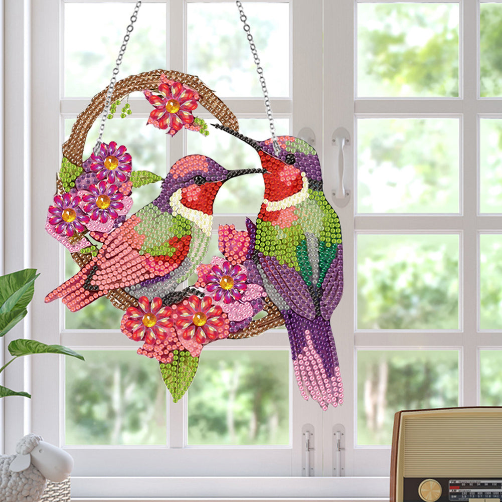 Cute Acrylic Bird Single-Side Diamond Art Hanging Pendant for Home Wall Decor