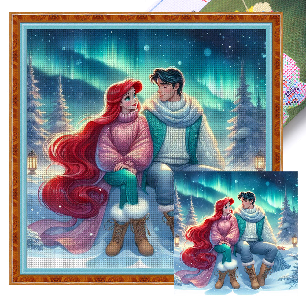 Mermaid Princess Ariel - 18CT Stamped Cross Stitch 30*30CM