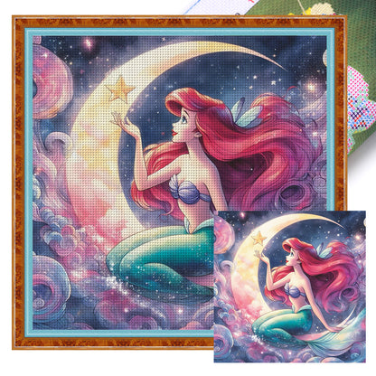 Mermaid Princess Ariel - 18CT Stamped Cross Stitch 30*30CM