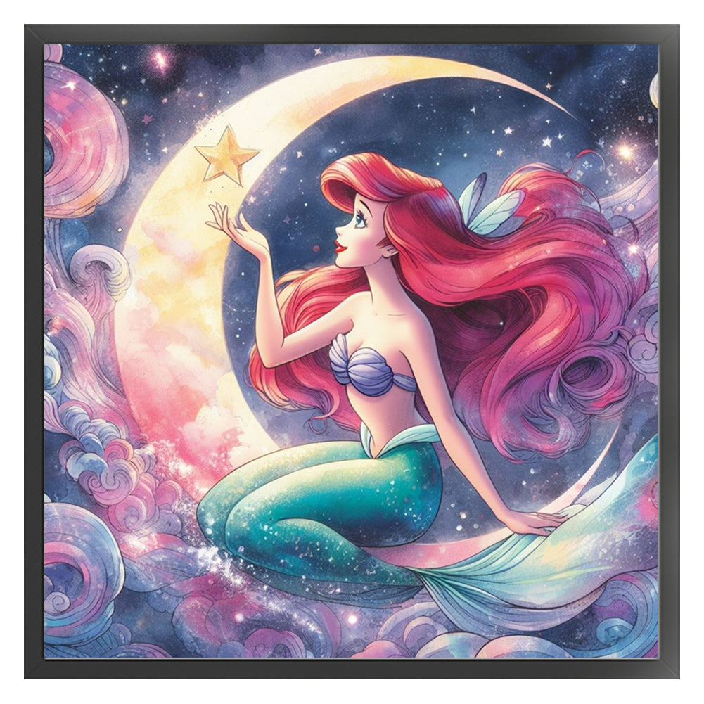 Mermaid Princess Ariel - 18CT Stamped Cross Stitch 30*30CM