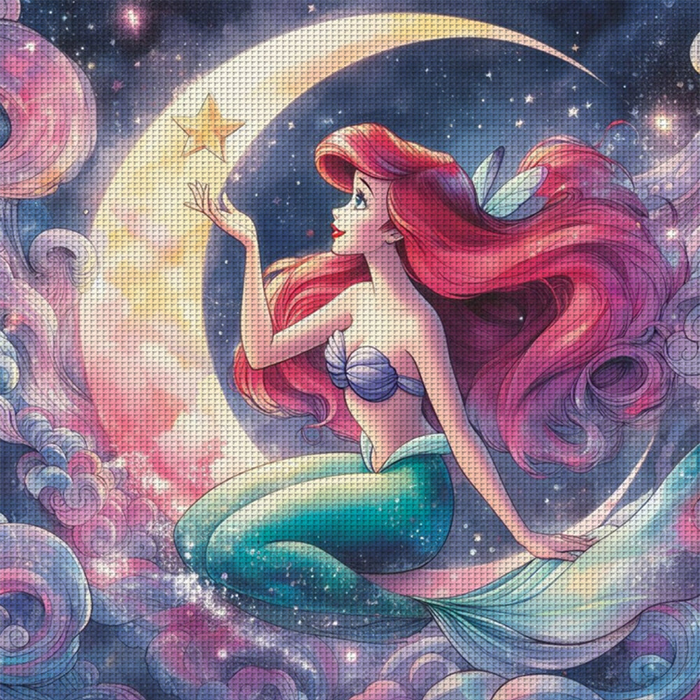 Mermaid Princess Ariel - 18CT Stamped Cross Stitch 30*30CM