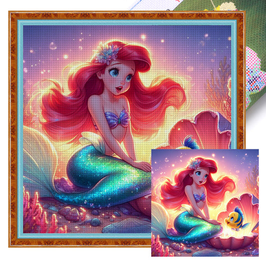 Mermaid Princess Ariel - 18CT Stamped Cross Stitch 30*30CM