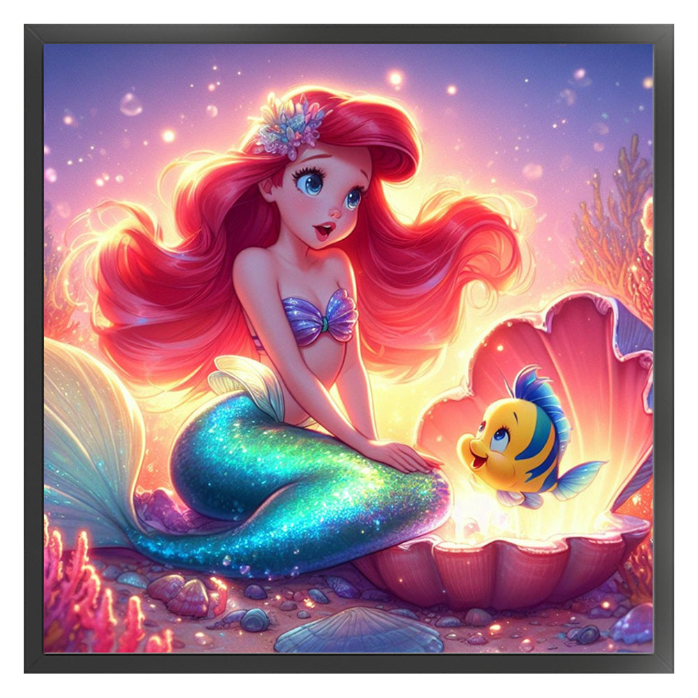 Mermaid Princess Ariel - 18CT Stamped Cross Stitch 30*30CM