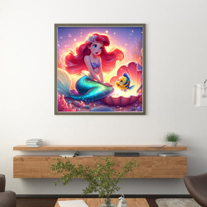 Mermaid Princess Ariel - 18CT Stamped Cross Stitch 30*30CM