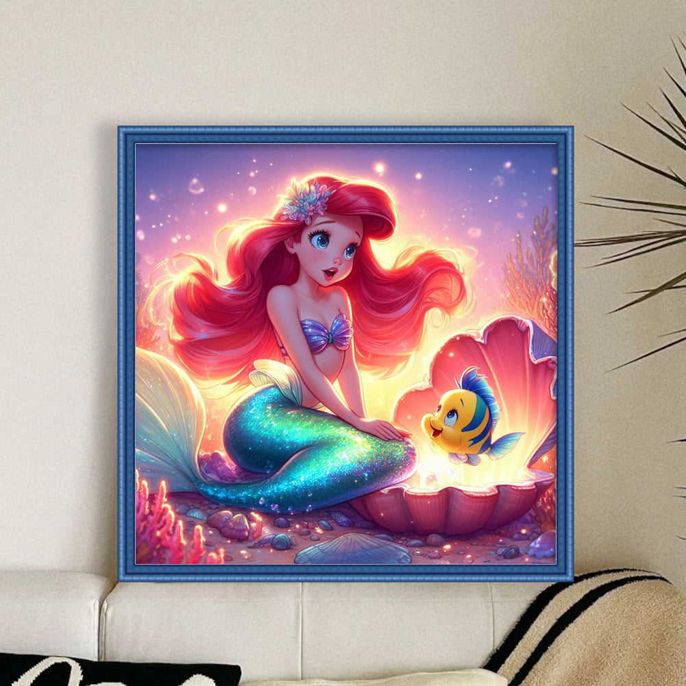 Mermaid Princess Ariel - 18CT Stamped Cross Stitch 30*30CM