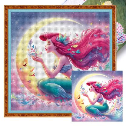 Mermaid Princess Ariel - 18CT Stamped Cross Stitch 30*30CM