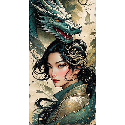 Dragon And Woman - 11CT Stamped Cross Stitch 40*75CM