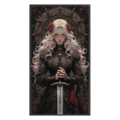 Long-Haired Female Knight - 11CT Stamped Cross Stitch 40*70CM