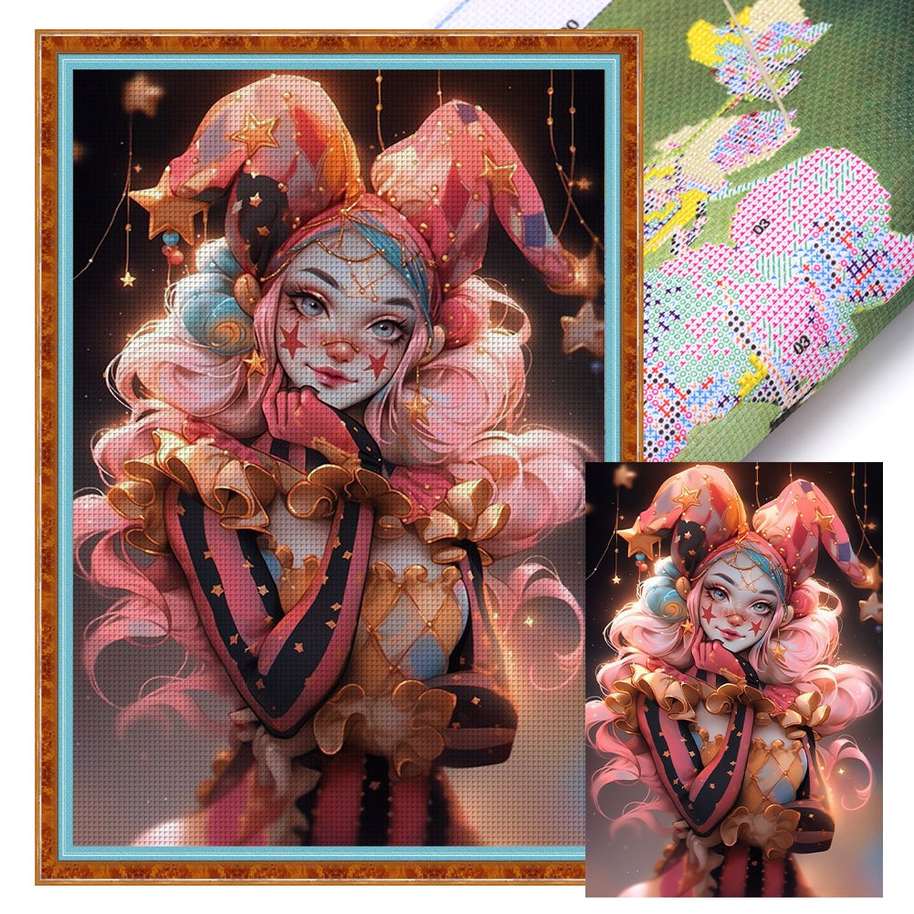 Clown Girl - 11CT Stamped Cross Stitch 40*60CM