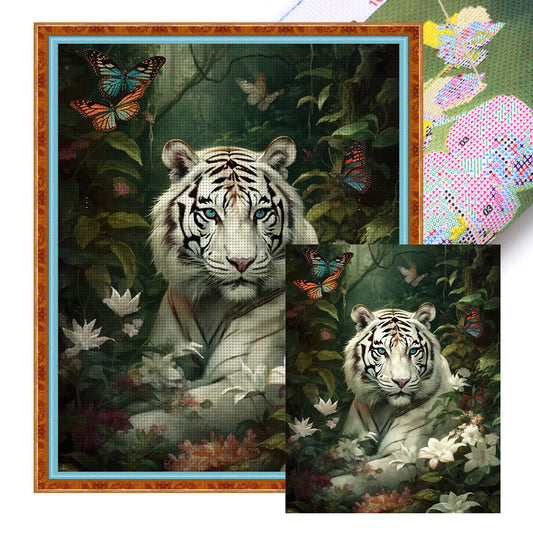 White Tiger - 11CT Stamped Cross Stitch 50*60CM