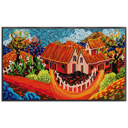 Color House - 14CT Stamped Cross Stitch 40*22CM(Joy Sunday)