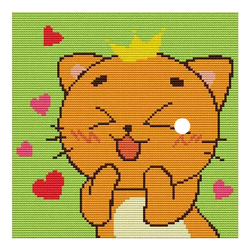 Crown Cat Star - 14CT Stamped Cross Stitch 25*25CM(Joy Sunday)