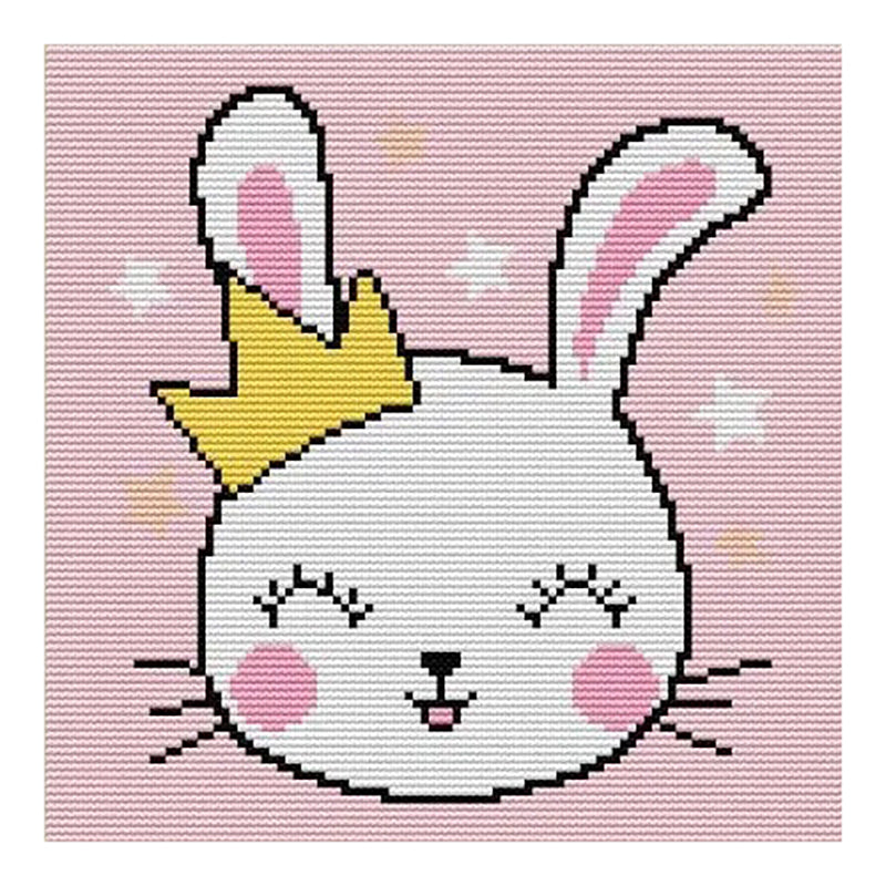 Crown Shy Bunny - 14CT Stamped Cross Stitch 25*25CM(Joy Sunday)