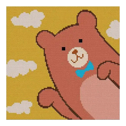 Coffee Bear - 14CT Stamped Cross Stitch 25*25CM(Joy Sunday)