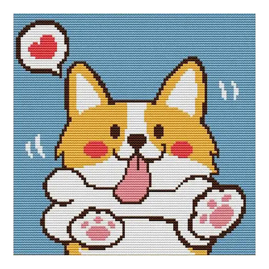 Cute Corgi - 14CT Stamped Cross Stitch 25*25CM(Joy Sunday)