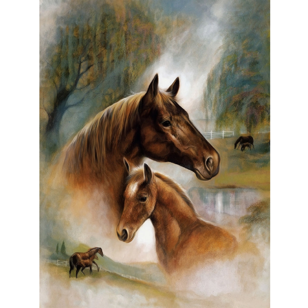 Horses - Full Round Drill Diamond Painting 30*40CM