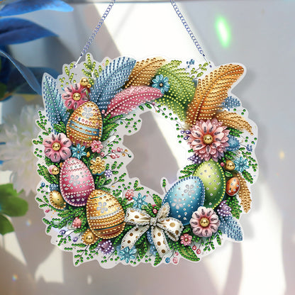 Single Sided Easter Wreath Diamond Art Hanging Pendant Wall Decor (Bowknot)