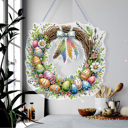 Single Sided Easter Wreath Diamond Art Hanging Pendant Wall Decor (Bowknot)