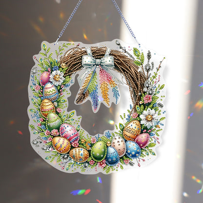 Single Sided Easter Wreath Diamond Art Hanging Pendant Wall Decor (Bowknot)