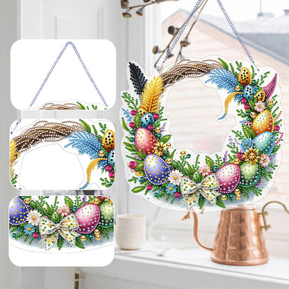 Single Sided Easter Wreath Cute Diamond Art Hanging Pendant Wall Decor (Bowknot)