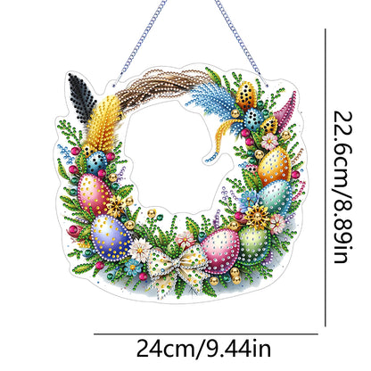 Single Sided Easter Wreath Cute Diamond Art Hanging Pendant Wall Decor (Bowknot)