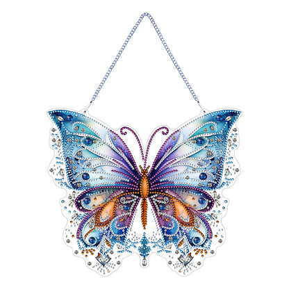 Single Sided Butterfly Diamond Art Hanging Pendant Home Decor (Purple Blue)