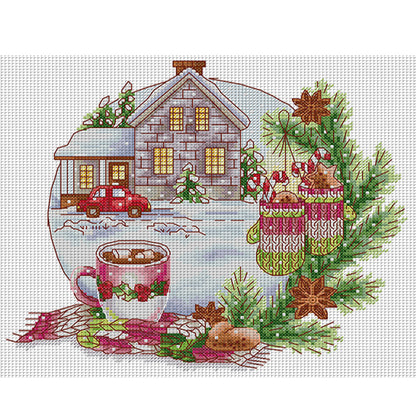 Winter Gingerbread Cottage - 14CT Stamped Cross Stitch 31*27CM(Joy Sunday)