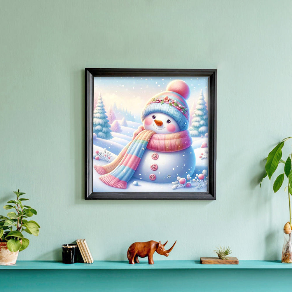 Snowman In Colorful Clothes - Full Round Drill Diamond Painting 30*30CM