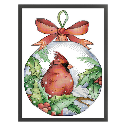 Red-Bellied Christmas Ball - 14CT Stamped Cross Stitch 19*26CM(Joy Sunday)