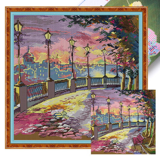 Street Lamp - 14CT Stamped Cross Stitch 41*41CM(Joy Sunday)