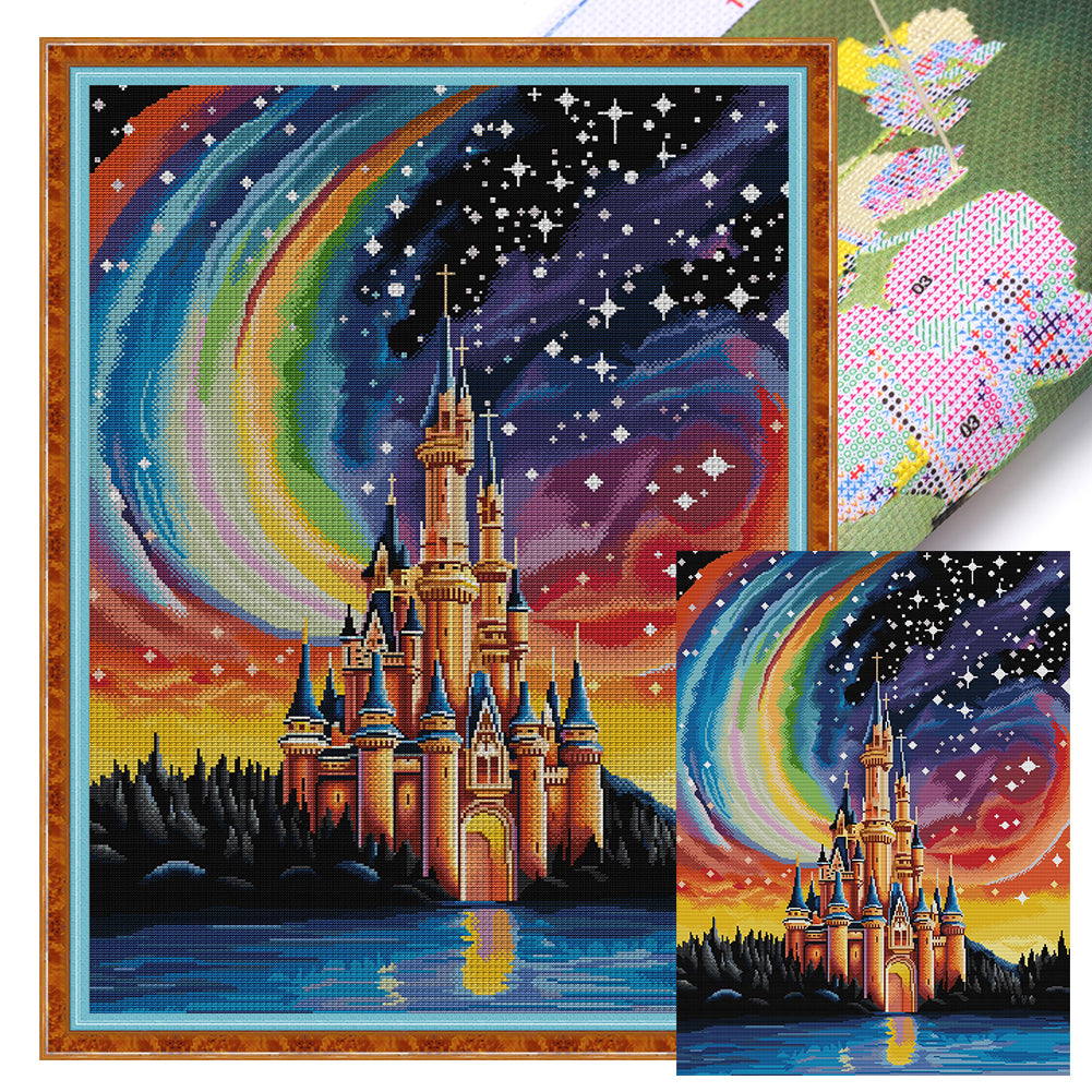 Starry Sky Castle - 14CT Stamped Cross Stitch 55*71CM(Joy Sunday)