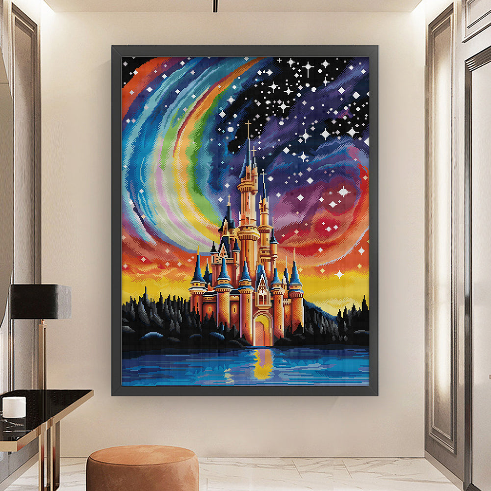 Starry Sky Castle - 14CT Stamped Cross Stitch 55*71CM(Joy Sunday)