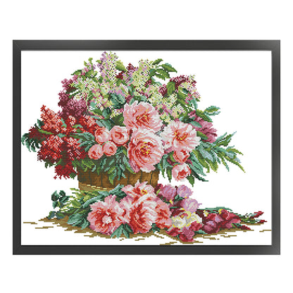 Bunch Of Flowers - 14CT Stamped Cross Stitch 50*40CM(Joy Sunday)