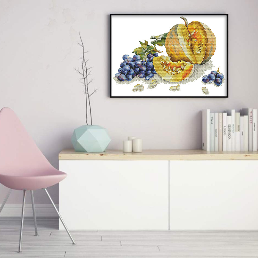 Autumn Fruit - 14CT Stamped Cross Stitch 42*32CM(Joy Sunday)