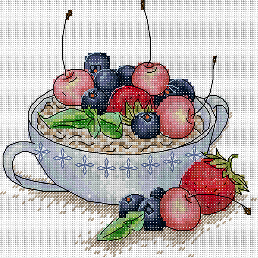 Fruit Oatmeal Tea - 14CT Stamped Cross Stitch 20*19CM(Joy Sunday)