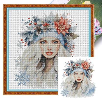 Winter Angel - 14CT Stamped Cross Stitch 44*44CM(Joy Sunday)