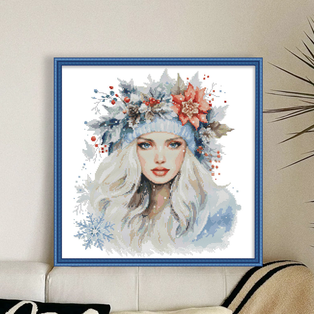 Winter Angel - 14CT Stamped Cross Stitch 44*44CM(Joy Sunday)