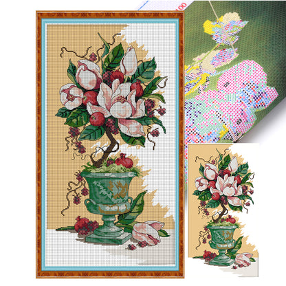 Flower Language And Fruity Fragrance - 14CT Stamped Cross Stitch 28*51CM(Joy Sunday)