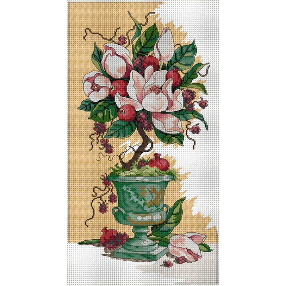 Flower Language And Fruity Fragrance - 14CT Stamped Cross Stitch 28*51CM(Joy Sunday)