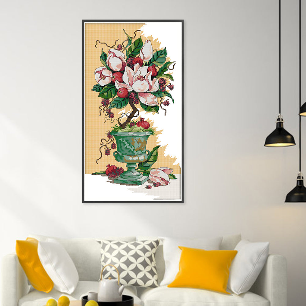 Flower Language And Fruity Fragrance - 14CT Stamped Cross Stitch 28*51CM(Joy Sunday)