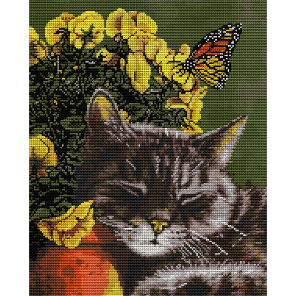 The Cats Are Intoxicated - 14CT Stamped Cross Stitch 35*42CM(Joy Sunday)