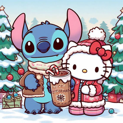 Stitch And Hello Kitty - 11CT Stamped Cross Stitch 45*45CM