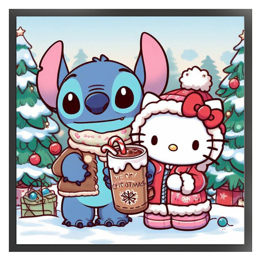 Stitch And Hello Kitty - 11CT Stamped Cross Stitch 45*45CM