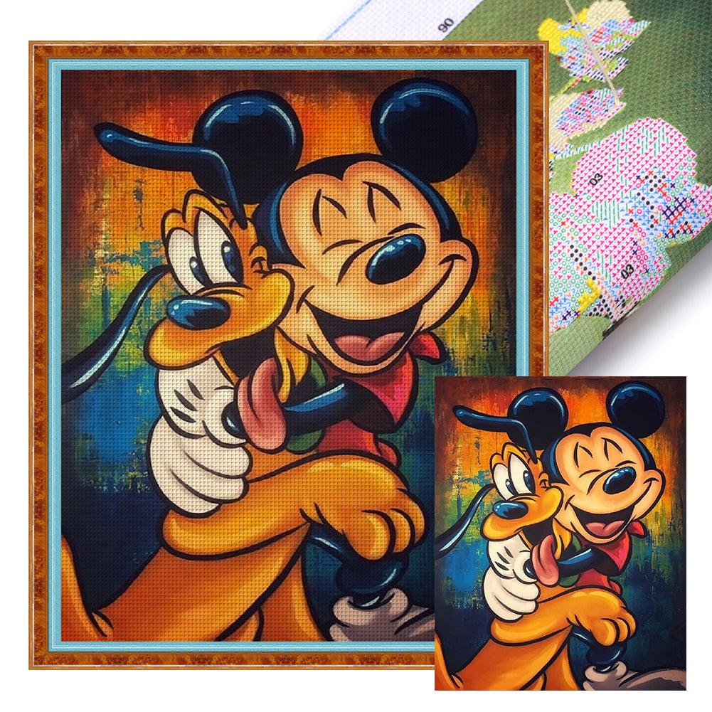 Mickey And Pluto - 11CT Stamped Cross Stitch 40*50CM