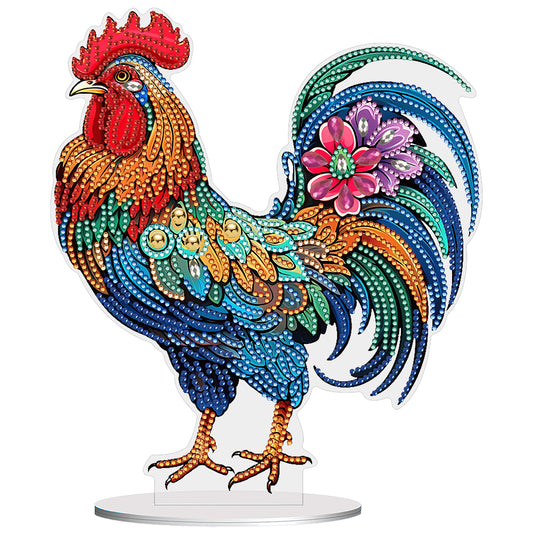 Special Shape Rooster Desktop Diamond Painting Art Office Home Decor (Rooster 1)
