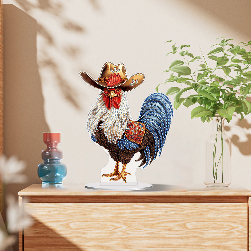 Special Shape Rooster Desktop Diamond Painting Art Office Home Decor (Rooster 2)